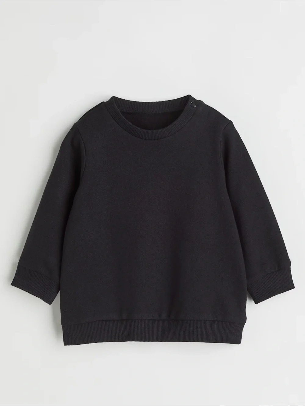 H&M Cotton Classic Black Kids Sweatshirt - Minimal Crewneck